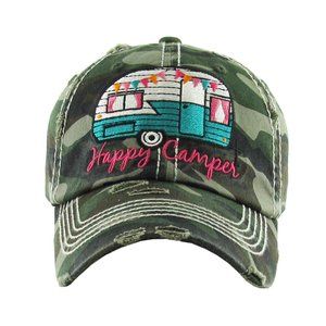 Kbethos "Happy Camper" Camo Print Hat – Like New